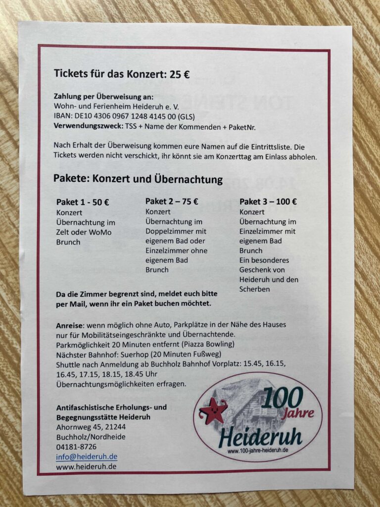 JETZT buchen! Das Konzert-Wochenende in Heideruh mit den „Scherben“